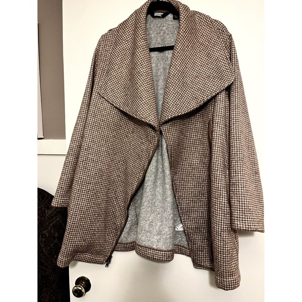 Assymetric, Fleece Houndstooth Jacket, front zip